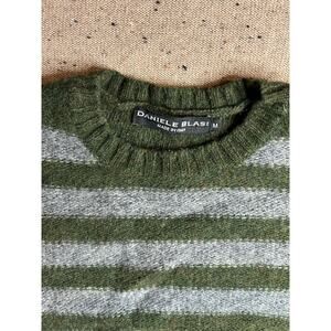 Daniel Blasi Green and Gray Striped Sweater Wool Medium